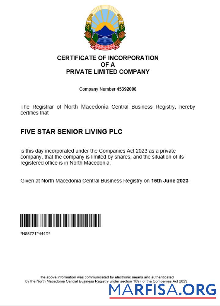 Printable North Macedonia business registration certificate Word and PDF template